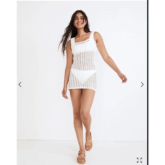 SOLID & STRIPED Other - Madewell x Solid & Striped Linen Crochet Ryan Cover up Dress Sz.S NWT White
